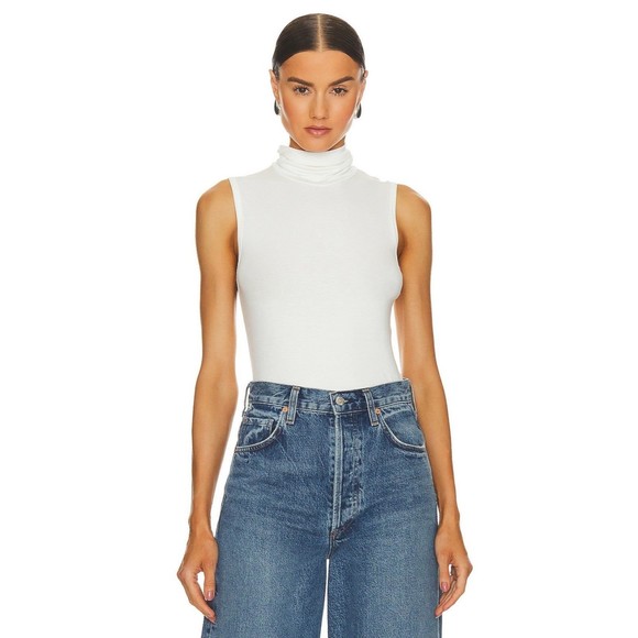 Theory Wendel White Sleeveless Turtleneck Top in Jersey Rib Knit Viscose
Sz L - Picture 3 of 11